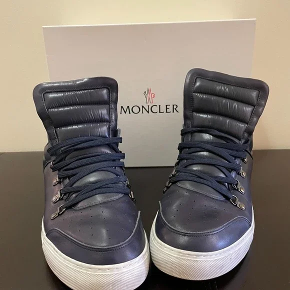 Moncler | Shoes | Moncler Lace Up High Top Sneakers Blue 46  display picture 1